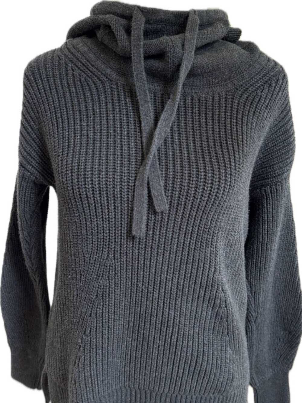 GAP Charcoal Ribbed Hooded Turtleneck Sweater